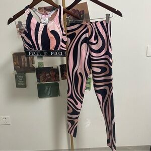 Emilio Pucci Swirl Pattern Joggers in Black and Pink